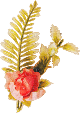Vintage Feminine Romantic Rose with Leaves Cutout
